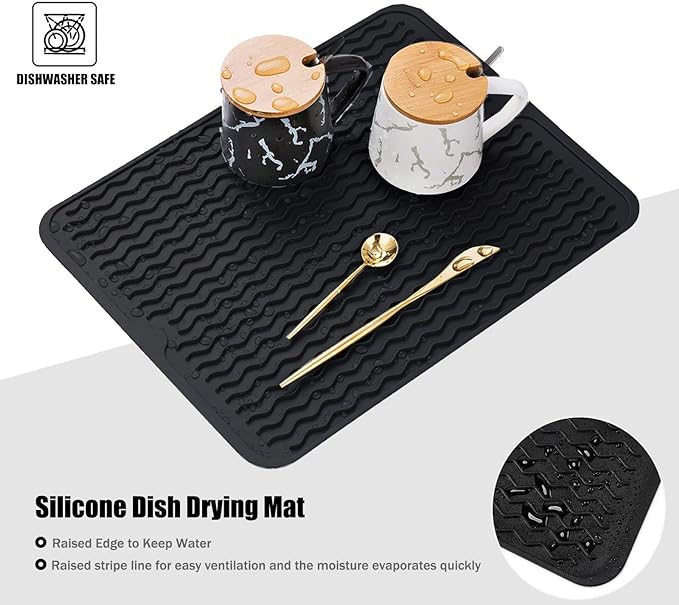 Large 14" x 11" Silicone Dish Drying Mat - Image 3
