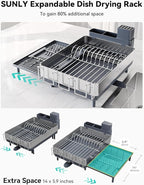 SUNLY Large Dish Drying Rack, Expandable Dish Racks - Image 2