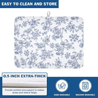Blue Floral Dish Drying Mat for Kitchen Counter Chinoiserie Flower Microfiber - Image 5