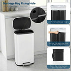 13.2 Gal Kitchen Trash Can, 50L Recycling or Garbage Bin, Brushed Stainless - Image 6