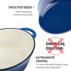 5.5 Quart Oval Enameled Cast Iron Dutch Oven Pot - Image 4