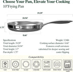 Umite Chef 10 Inch Stainless Steel Frying Pan, Non-Toxic 5 Ply Stainless Clad - Image 3