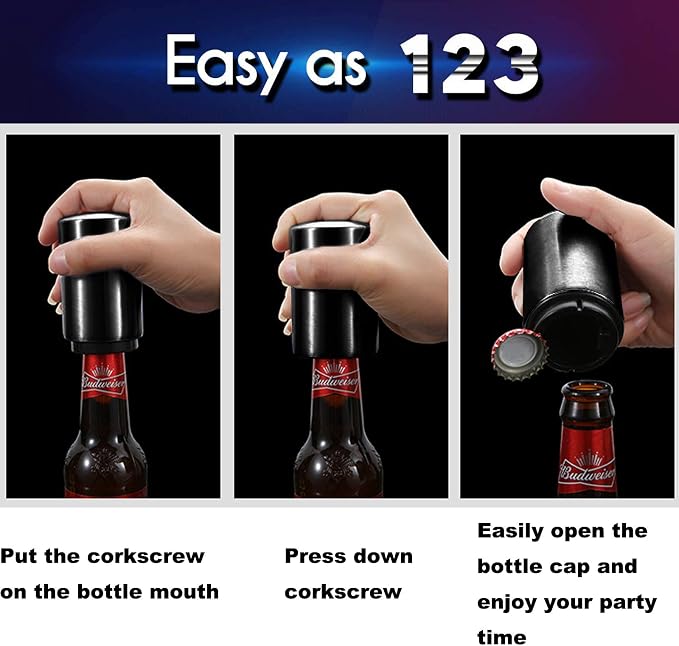YUDANSI Push Down Bottle Opener 2 pack, Automatic Beer Bottle Openers, - Image 3