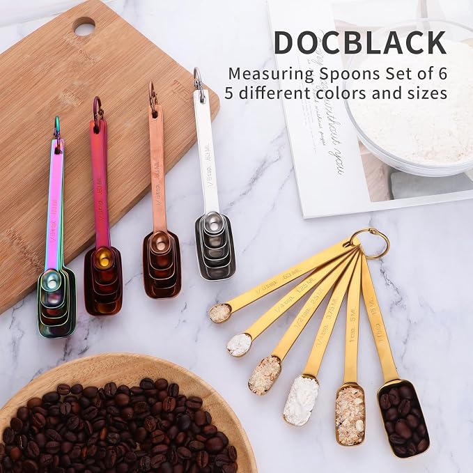 DOCBLACK 6PCS Measuring Spoons Set, Premium Heavy Duty Stainless Steel Metal - Image 4