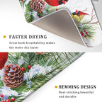 Giwawa Red Birds Dish Drying Mat, Xmas Tree Branch Holly Red Berries Dish - Image 3