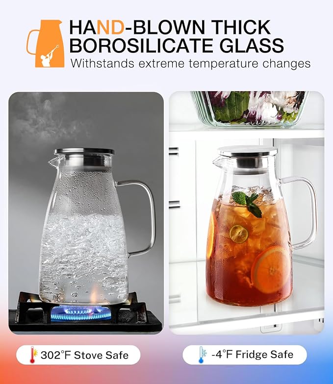 LUNA & MANTHA 2 Liter 68oz Water Pitcher - Image 4