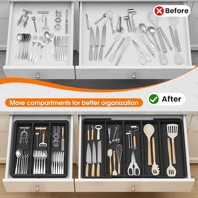 Silverware Organizer, Expandable Utensil Drawer Organizer - Image 4