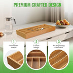 Small Silverware Organizer, Bamboo Kitchen Drawer Cutlery Organizer, Utensil - Image 6