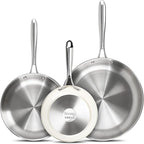 MICHELANGELO Stainless Steel Frying Pan Set, Triply Base Cooking Pans by Michelangelo