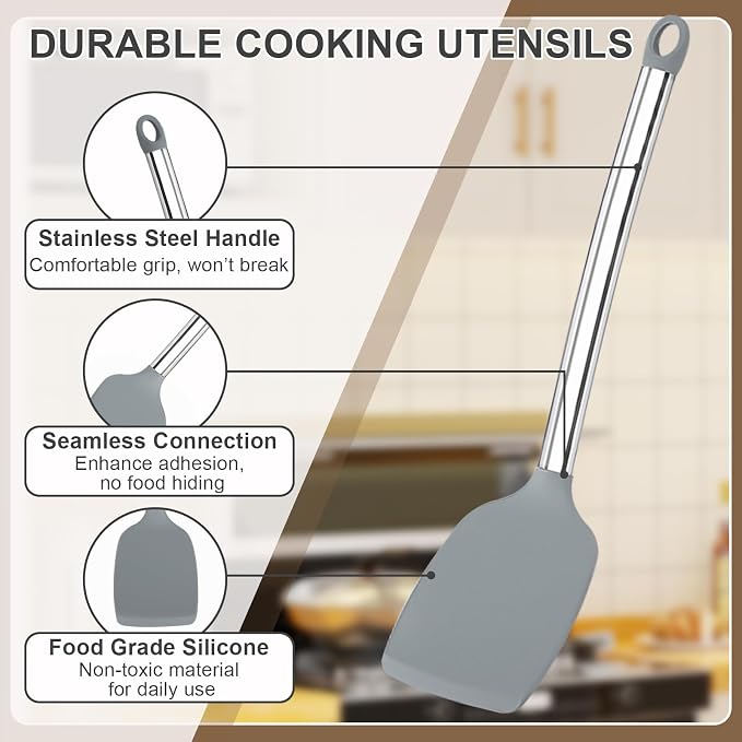 Vayvnt 4 PCS Cooking Utensils Set, Silicone Kitchen Spatula Set - Image 3