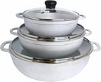 IMUSA Caldero Stock Pot with Glass Lid 3pc Set, 1.5/2.5/5.2qt, Cast Aluminum by VisitIMUSA