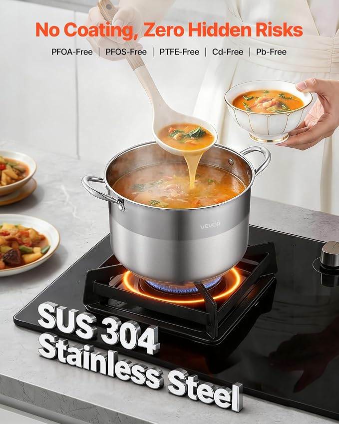 VEVOR Stainless Steel Stock Pot, 12QT Stainless Steel Stockpot - Image 2