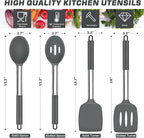 TeamFar Kitchen Utensils, for Non-stick Cookware Flipping, Draining – Gray - Image 2