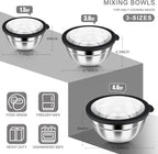 HaWare Mixing Bowls with Airtight Clear Lids, 6-Piece Stainless Steel Strong - Image 2