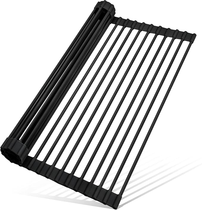 MERRYBOX Roll Up Dish Drying Rack, Silicone Wrapped Over The Sink Dish Rack by MERRYBOX