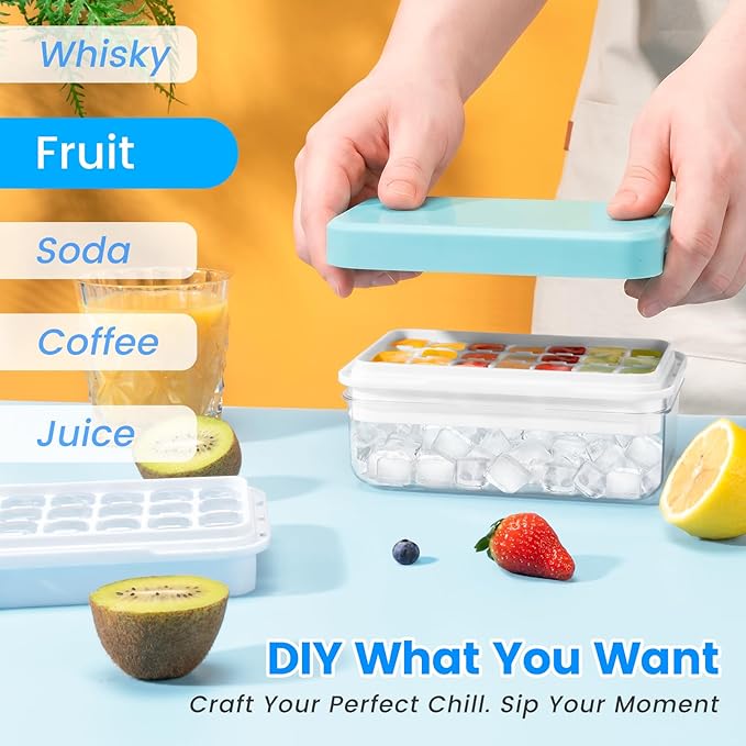Ice Cube Tray with Lid and Bin, PHINOX 56 pcs Ice Trays - Image 5