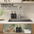 Hand and Dish Soap Dispenser Set, 16oz Glass Bottles - Image 3