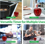 Stainless Steel Apple Kitchen Timer, Mechanical 60-Minute Manual Countdown - Image 5