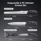 CoquusAid Kitchen Knives Set, Razor Sharp High Carbon Stainless Steel Knife Set - Image 3