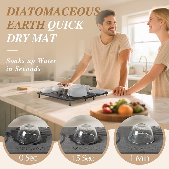 VERIFOST 2 Pcs Large Gray Stone Dish Drying Mat - Image 3