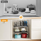 2-Tier Pots and Pans Organizer Under Cabinet, Expandable Pots Lid Organizers - Image 7