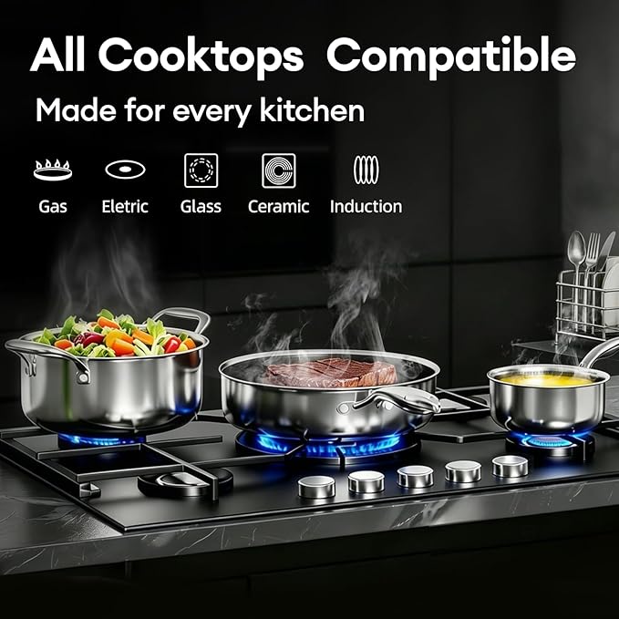 COOKER KING Stainless Steel Cookware Set, Pots and Pans Set Non Stick, Frying - Image 3