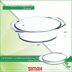 Simax Casserole Dish with Lid, 1.5 Quart Round Glass Casserole Dishes - Image 2