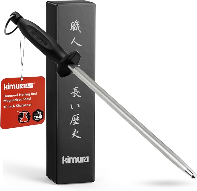 Kimura Professional Diamond Honing Steel, 10 inch Honing Rod, Diamond Knife by Kimura