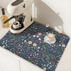 Floral Dish Drying Mat for Kitchen Counter Rustic Flower Leaves Print - Image 7
