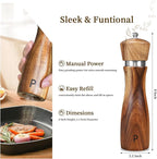 2 Pack Acacia Wood Salt and Pepper Grinder Set, Wooden Salt and Pepper Mill Set - Image 3