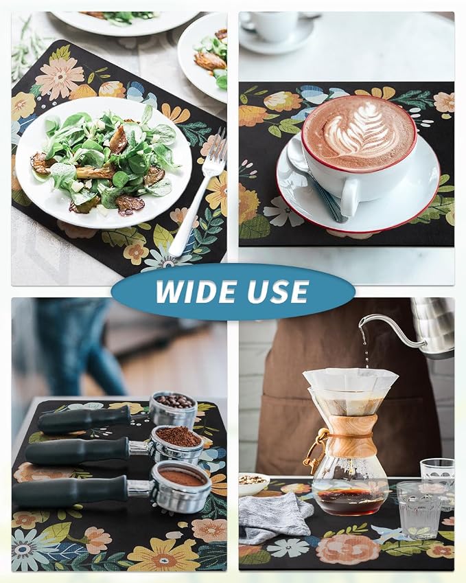 AMOAMI Coffee Mat Hide Stain Rubber Backed Absorbent Dish Drying Mat - Image 5