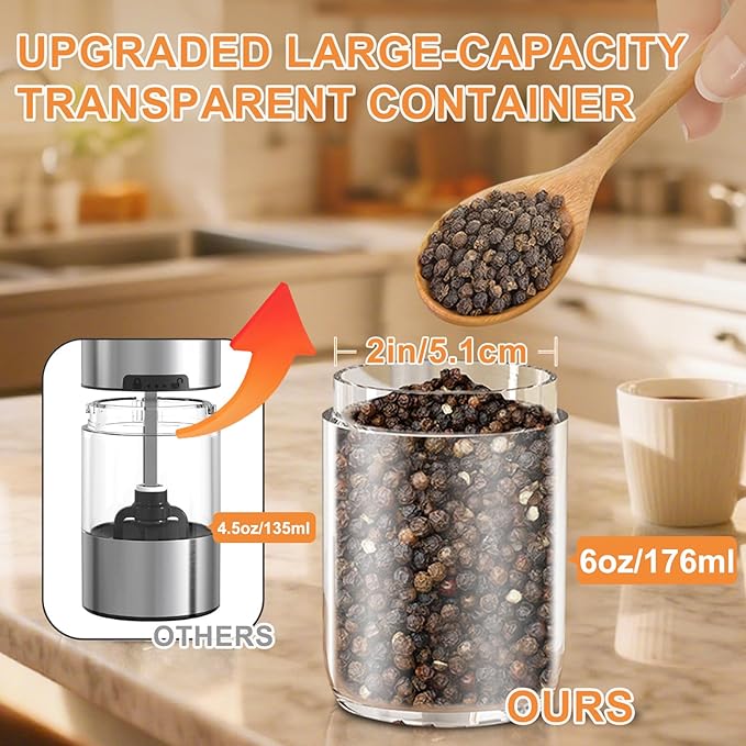 Gravity Electric Salt and Pepper Grinder Set Rechargeable, External Adjustable - Image 5