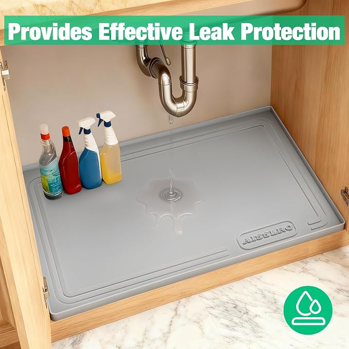 Aisslro Under Sink Mat 34" X 22", Waterproof Silicone Cabinet Organizer - Image 4