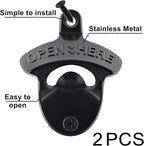 Black Beer Bottle Cap Opener Wall Mounted, Stainless Cooler Mounted Soda Top - Image 2