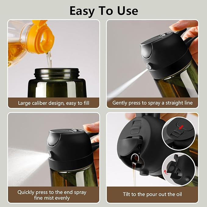 SWEET VIEW 2PCS Olive Oil Dispenser and Oil Sprayer – 16oz/470ml Glass - Image 2