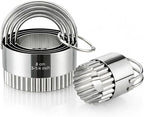 Biscuit Cutter Set with Handle, 5 Piece Stainless Steel Fluted Round Cookie by Vosturdy