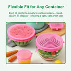 Silicone Stretch Lids – 6 Pack Reusable Food Covers, Flexible Silicone - Image 4