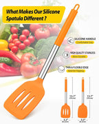 Pack of 2 Silicone Solid Turner, Non Stick Slotted Kitchen Spatulas, High Heat - Image 2