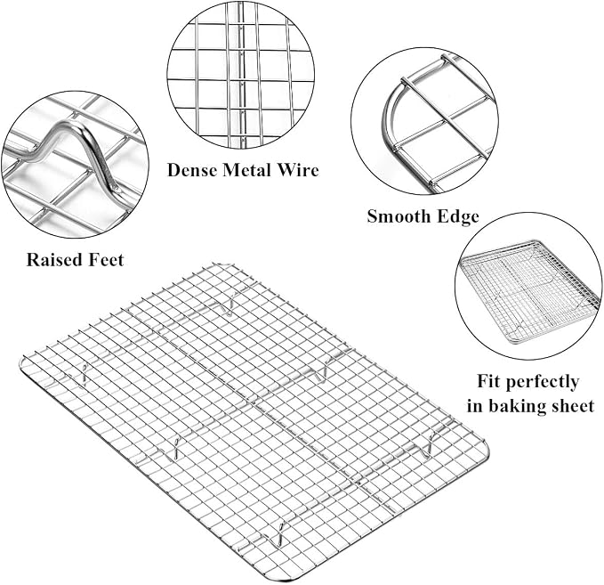 Baking Sheet with Rack Set, Wildone Stainless Steel Cookie Sheet Baking Pan - Image 3