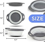 Round Silicone White Colander Collapsible – Foldable White Kitchen Strainer - Image 2