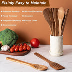 Eisinly Wooden Spoons for Cooking 7-Piece, Kitchen Nonstick Wood Cooking - Image 4