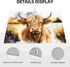 Watercolour Cow Head Dish Drying Mat XL Microfiber Kitchen Drying Mat Large - Image 3