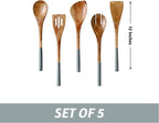 Folkulture Wooden Spoons for Cooking | 12" Premium Acacia Wooden Utensil Set of - Image 3