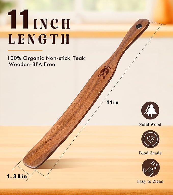 2 Pack Wooden Spurtle for Sourdough Starter, Reaching Bottom of Jar, Dough Whisk - Image 2