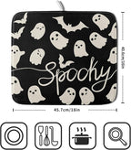 Halloween Dish Drying Mat for Kitchen Counter 16x18 Cute Ghost Black Spooky - Image 2