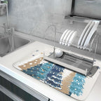 Christmas Tree Dish Drying Mat for Kitchen Counter 24x18 Inch Xmas Snowflake - Image 2