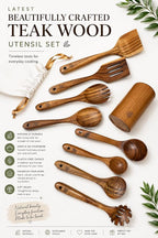 Wooden Cooking Utensils Set – Coki Home 9-Piece Teak Wood Kitchen Utensils - Image 6