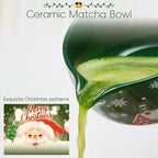 Christmas Matcha Whisk Set, Ceramic Matcha Set Includes Bowl & Holder, Bamboo - Image 5