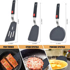 Silicone Spatula Turner Set of 3, Beijiyi 600°F Heat Resistant Cooking Spatulas - Image 6