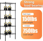 BestOffice | 5-Tier Wire Storage Shelves | 17x12x48 | Black | - Image 7